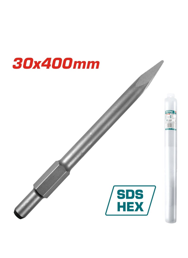 TOTAL Total Hex Chisel 30x400mm – High-Quality Hardened Steel Chisel for Concrete & Masonry Work – Compatible with TH215456 & TH2170506 – Precision Demolition Tool  - Image 1
