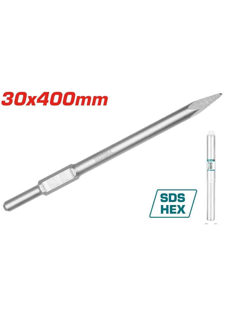 TOTAL Total Hex Chisel 30x400mm – High-Quality Hardened Steel Chisel for Concrete & Masonry Work – Compatible with TH215456 & TH2170506 – Precision Demolition Tool  - Image 2