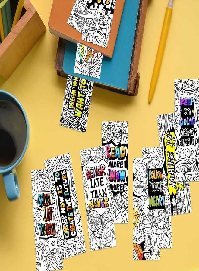 VOCHIC 120 Piece DIY Inspirational Bookmarks for Students, Bulk Bookmarks, Cool Double-Sided Coloring Bookmark for Class Gifts, Color Your Own Book Marks for Kids, Adults, Teachers, Women, Men, Book Lovers - Image 3