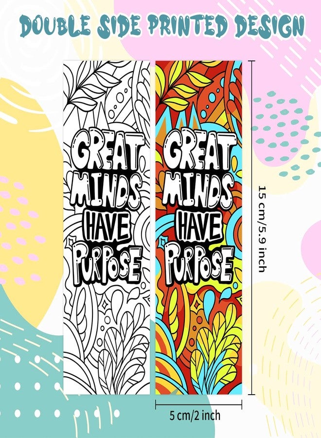 VOCHIC 120 Piece DIY Inspirational Bookmarks for Students, Bulk Bookmarks, Cool Double-Sided Coloring Bookmark for Class Gifts, Color Your Own Book Marks for Kids, Adults, Teachers, Women, Men, Book Lovers - Image 2