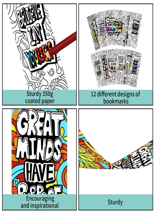VOCHIC 120 Piece DIY Inspirational Bookmarks for Students, Bulk Bookmarks, Cool Double-Sided Coloring Bookmark for Class Gifts, Color Your Own Book Marks for Kids, Adults, Teachers, Women, Men, Book Lovers - Image 4