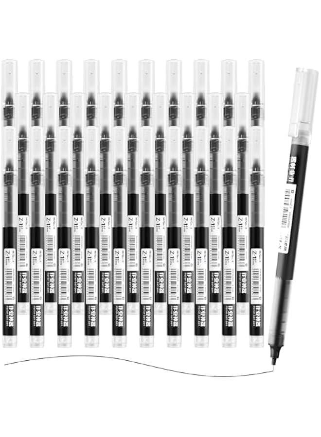 Arabest 30 Pieces Liquid Ink Rollerball Pens Fine Point, 0.5mm Black Ink Ultra Smooth Writing, High-Capacity Quick Drying for Note Taking in Office School, Great Gift for Women Men Adults.  - Image 1