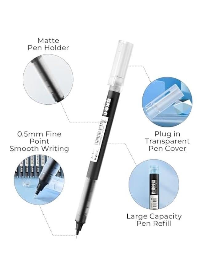 Arabest 30 Pieces Liquid Ink Rollerball Pens Fine Point, 0.5mm Black Ink Ultra Smooth Writing, High-Capacity Quick Drying for Note Taking in Office School, Great Gift for Women Men Adults.  - Image 2