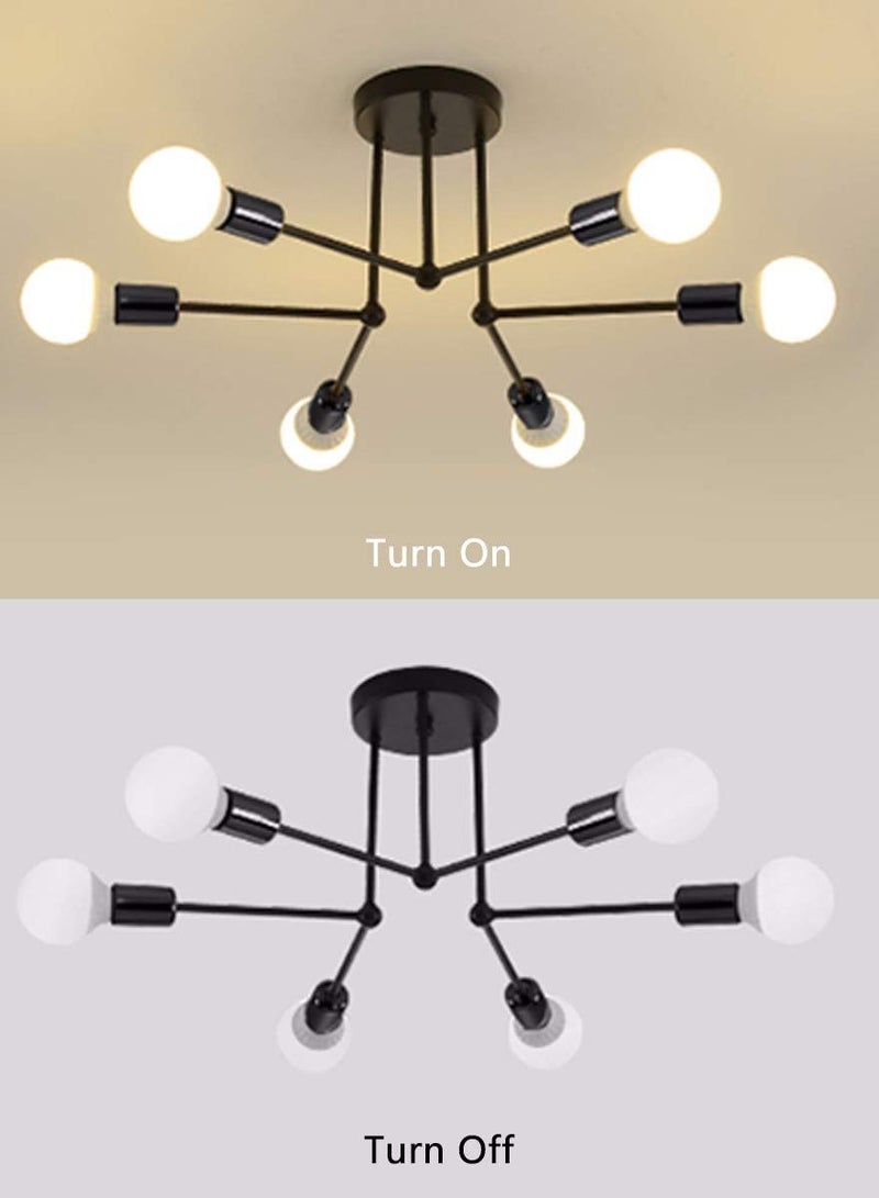 Modern Ceiling Lights Fixture, 6-Light E27 Base Gold Sputnik Chandelier, Semi Flush Mount Ceiling Lamp for Bedroom Living Room Kitchen (Bulbs NOT Included) - Image 4