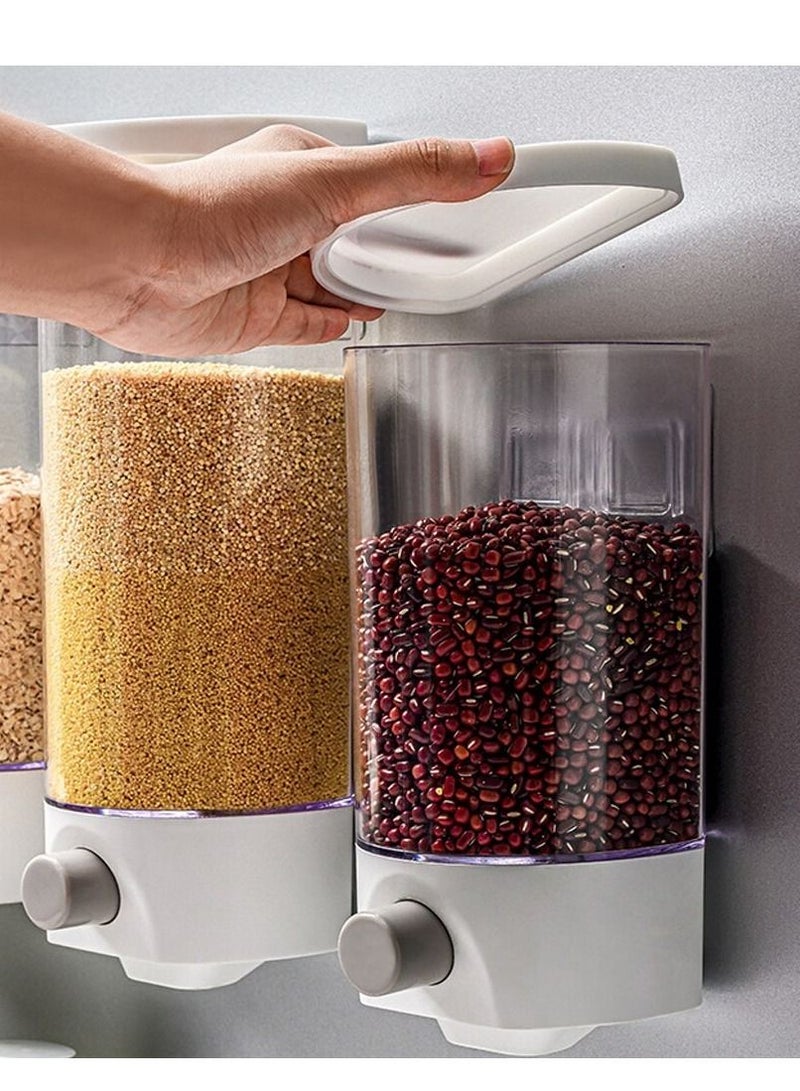 EMZJ 1.5L Wall Mounted Press Cereal Dispenser Kitchen Bulk Container Sealed Food Rice Grain Storage Box For Containers XQ-022 - Image 3