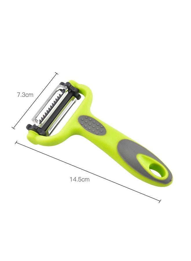 P-Plus International 3 in 1 Rotary Multi-Functional Peeler, Suitable for Vegetable and Fruit, with Serrated Blade + Straight Julian Stainless Steel, Anti-Slip Handle Design, Slicer Kitchen - Image 3