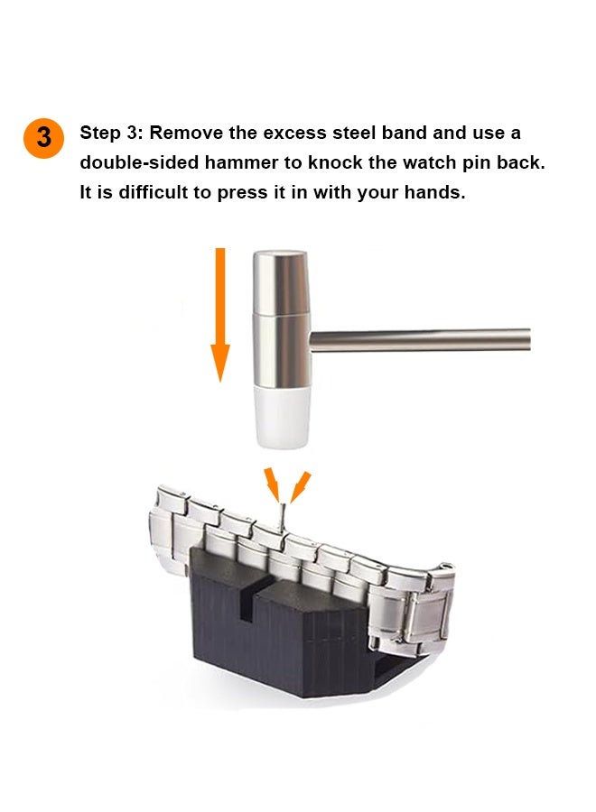 Sanda Wristwatch Strap Adjusting Repair Tool With Double-sided hammer and 3 Replaceable Pins，Durable Metal Watch Link Remover kit .For removing strap links and adjusting watch size - Image 4