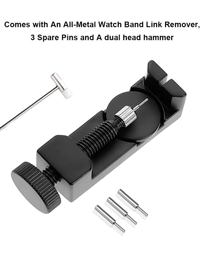 Sanda Wristwatch Strap Adjusting Repair Tool With Double-sided hammer and 3 Replaceable Pins，Durable Metal Watch Link Remover kit .For removing strap links and adjusting watch size - Image 2