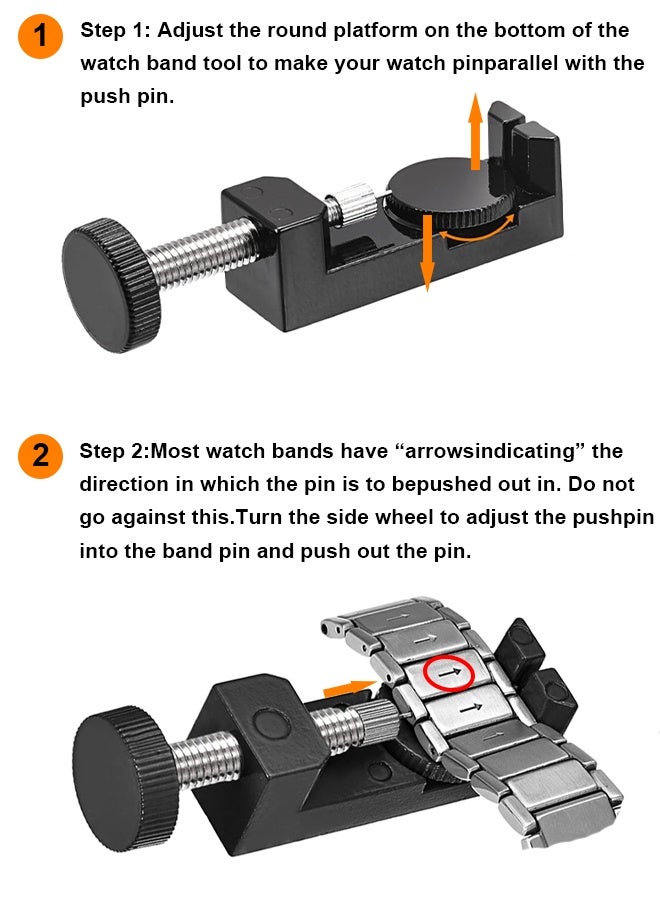 Sanda Wristwatch Strap Adjusting Repair Tool With Double-sided hammer and 3 Replaceable Pins，Durable Metal Watch Link Remover kit .For removing strap links and adjusting watch size - Image 3