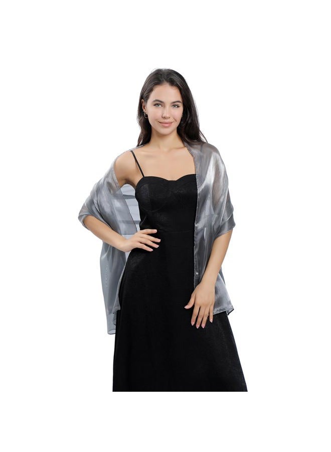 Ladiery Silky Shawls and Wraps for Evening Dresses: Women Sheer Soft Bridesmaid Wedding Formal Party Organza Shawl - Image 2