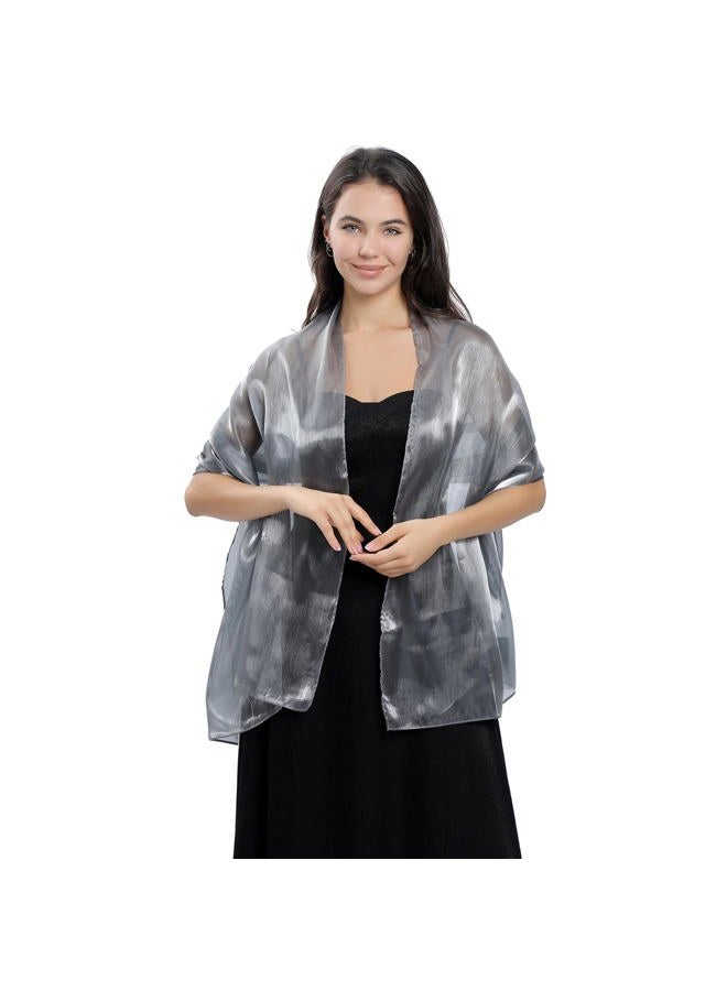 Ladiery Silky Shawls and Wraps for Evening Dresses: Women Sheer Soft Bridesmaid Wedding Formal Party Organza Shawl - Image 3