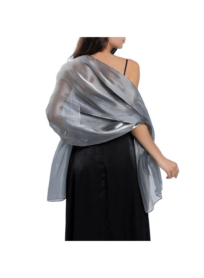 Ladiery Silky Shawls and Wraps for Evening Dresses: Women Sheer Soft Bridesmaid Wedding Formal Party Organza Shawl - Image 1