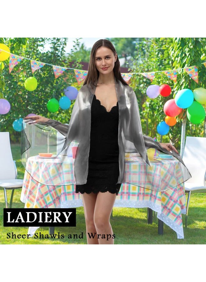 Ladiery Silky Shawls and Wraps for Evening Dresses: Women Sheer Soft Bridesmaid Wedding Formal Party Organza Shawl - Image 5