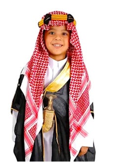 Alwaseef A set consisting of black Bisht, a red shemagh, a children's reed headband and a takyah 