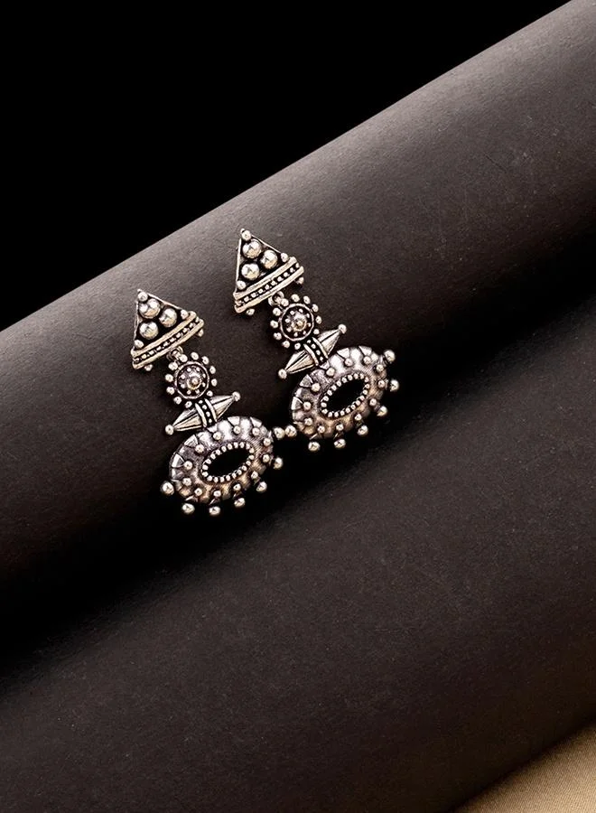 VOYLLA Rava Ball Silver Oxidized Dangle Earrings