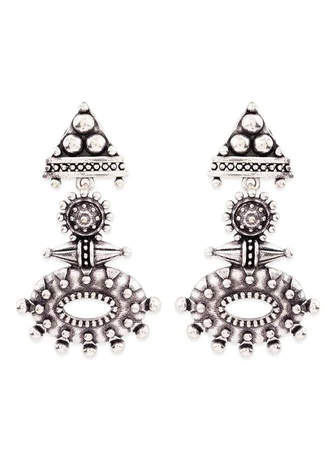 VOYLLA Rava Ball Silver Oxidized Dangle Earrings