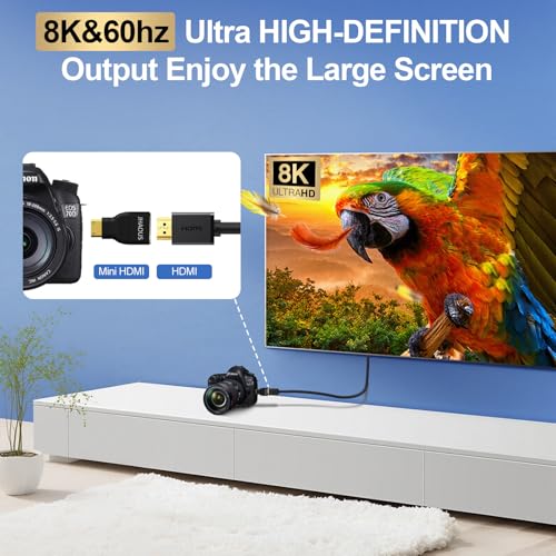 JHAOUS Mini HDMI to HDMI Adapter, 8K@60Hz 4K@144Hz Gold-Plated Converter, Female to Mini HDMI Male Adapter for DSLR Camera, Laptop, Tablet, HDTV, Raspberry P, Monitor, Projector - High Speed & Durable - Image 4
