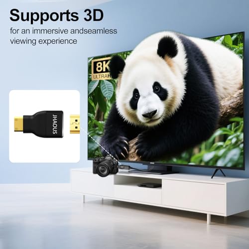 JHAOUS Mini HDMI to HDMI Adapter, 8K@60Hz 4K@144Hz Gold-Plated Converter, Female to Mini HDMI Male Adapter for DSLR Camera, Laptop, Tablet, HDTV, Raspberry P, Monitor, Projector - High Speed & Durable - Image 5