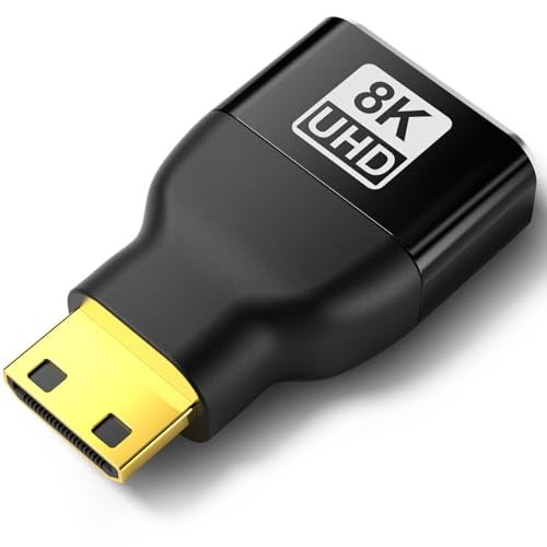 JHAOUS Mini HDMI to HDMI Adapter, 8K@60Hz 4K@144Hz Gold-Plated Converter, Female to Mini HDMI Male Adapter for DSLR Camera, Laptop, Tablet, HDTV, Raspberry P, Monitor, Projector - High Speed & Durable - Image 1