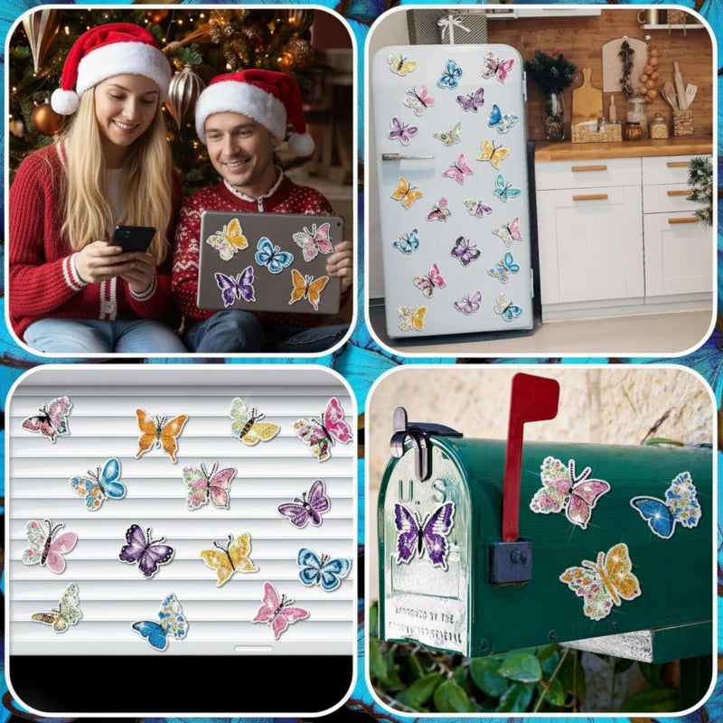 Copkim 30 Pcs Diamond Art Magnets Refrigerator Easy Art Kits Fridge Diamond Painting Magnets Stickers for Adults DIY Home Decors Flower Butterfly(Butterfly) - Image 5