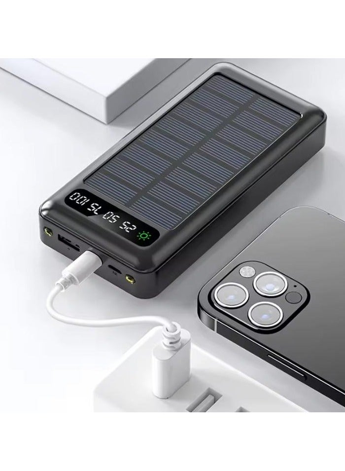 JNUOBI DY-302 30,000mAh Large-Capacity Solar Power Bank with Integrated Charging Cables, Dual USB Outputs, and Intelligent LED Power Indicator for Smartphones, Tablets, and More