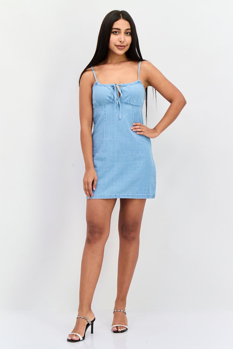 Wrangler Women Washed Denim Mini Dress, Blue - Image 2