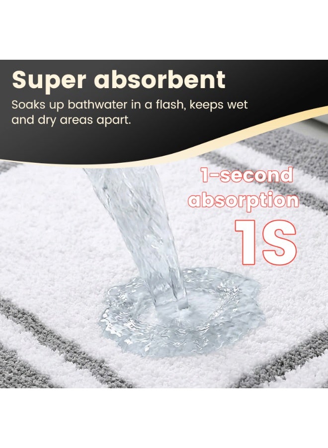 FEELSO Bath Mat 50 x 80 cm, Extra Soft Absorbent Microfiber Bathroom Mats, Non-Slip Rugs for Shower Floor, Machine-Washable Bath Rug Foot Mat Gray - Image 4