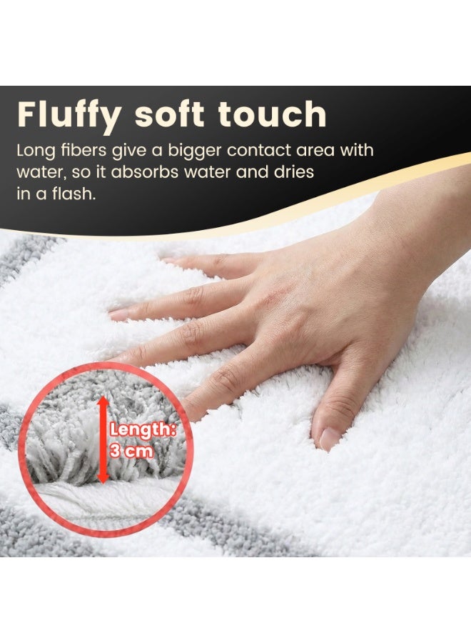 FEELSO Bath Mat 50 x 80 cm, Extra Soft Absorbent Microfiber Bathroom Mats, Non-Slip Rugs for Shower Floor, Machine-Washable Bath Rug Foot Mat Gray - Image 3
