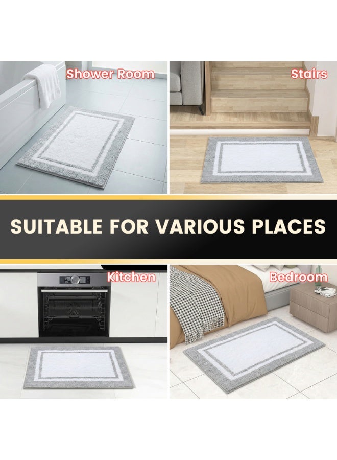 FEELSO Bath Mat 50 x 80 cm, Extra Soft Absorbent Microfiber Bathroom Mats, Non-Slip Rugs for Shower Floor, Machine-Washable Bath Rug Foot Mat Gray - Image 2