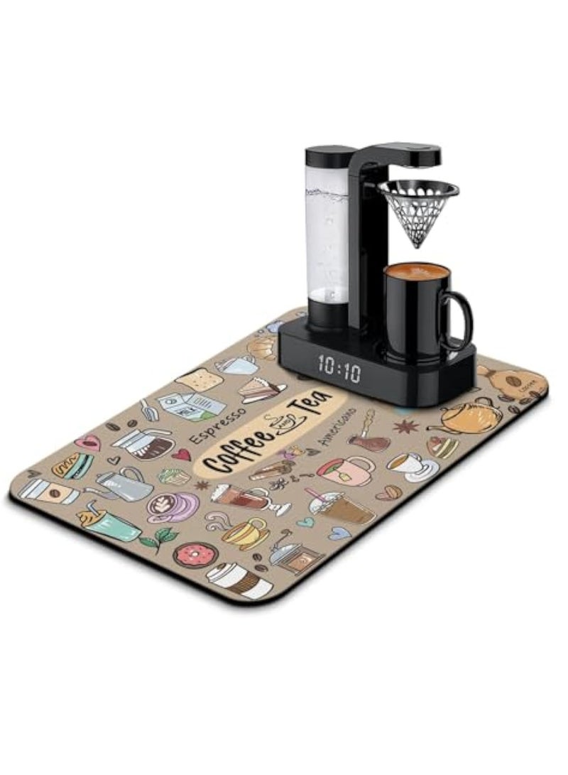 YelaJoy Coffee Bar Mat Accessories for Countertop Super Absorbent Anti-Slip Silicone Dish Drying Mats for Kitchen Counter Draining Pad Decor Gift Fit Coffee Maker Coffee Pot Espresso Machine 23inx20in - Image 2