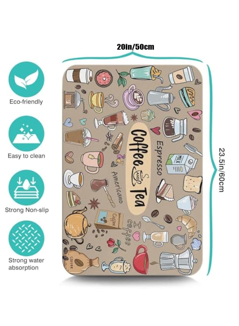 YelaJoy Coffee Bar Mat Accessories for Countertop Super Absorbent Anti-Slip Silicone Dish Drying Mats for Kitchen Counter Draining Pad Decor Gift Fit Coffee Maker Coffee Pot Espresso Machine 23inx20in - Image 5