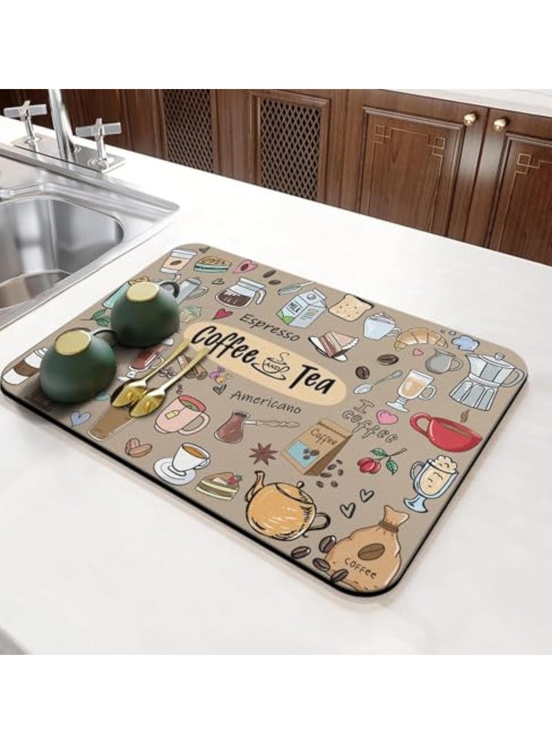 YelaJoy Coffee Bar Mat Accessories for Countertop Super Absorbent Anti-Slip Silicone Dish Drying Mats for Kitchen Counter Draining Pad Decor Gift Fit Coffee Maker Coffee Pot Espresso Machine 23inx20in - Image 4