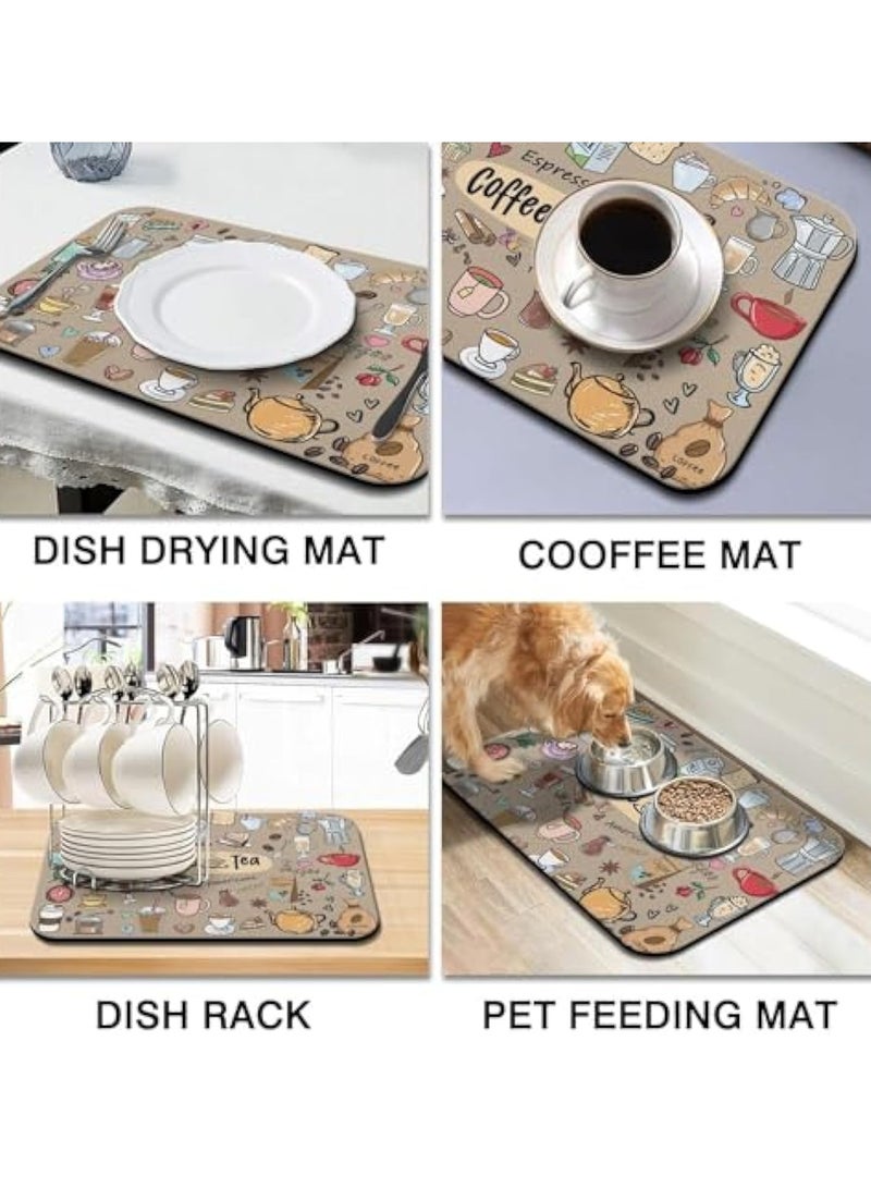 YelaJoy Coffee Bar Mat Accessories for Countertop Super Absorbent Anti-Slip Silicone Dish Drying Mats for Kitchen Counter Draining Pad Decor Gift Fit Coffee Maker Coffee Pot Espresso Machine 23inx20in - Image 3