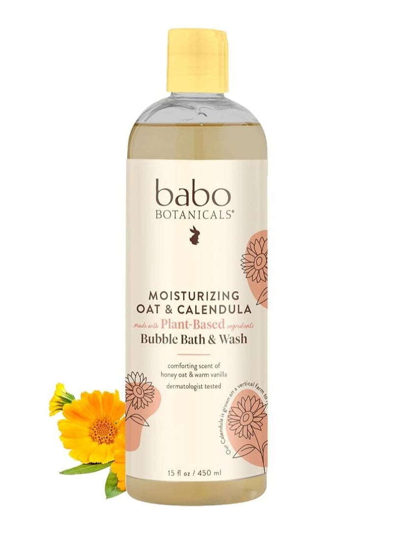 Babo Botanicals Babo Botanicals Moisturizing Oat & Calendula 2-in-1 Bubble Bath & Wash - for Dry or Sensitive Skin - for All Ages - Vegan - Lightly Scented - 1 or 2 Pack - Image 1