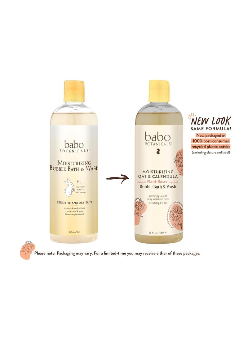 Babo Botanicals Babo Botanicals Moisturizing Oat & Calendula 2-in-1 Bubble Bath & Wash - for Dry or Sensitive Skin - for All Ages - Vegan - Lightly Scented - 1 or 2 Pack - Image 2