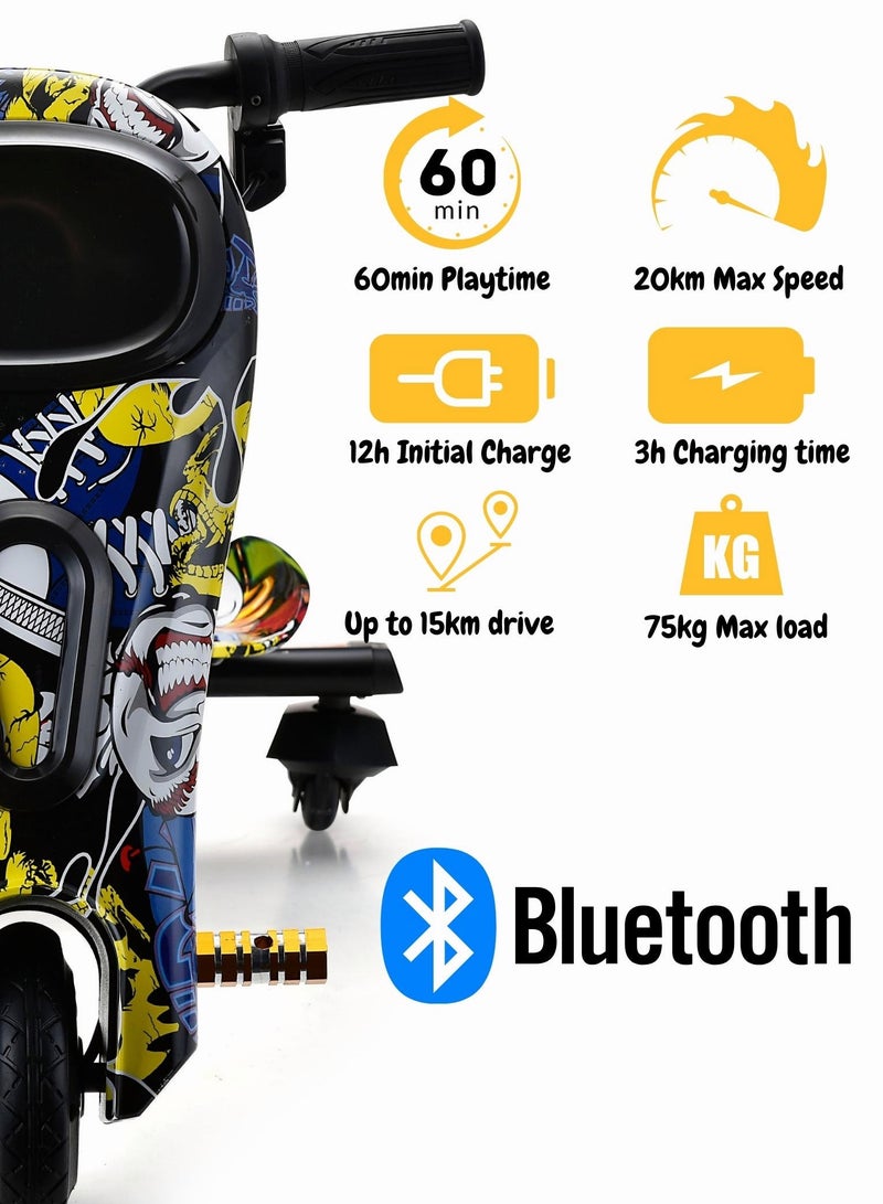 BEKILOLE Drifting Scooter 3 Wheel Electric Scooter - 3 Driving Modes- Bluetooth- Lights - Speed Up to 15KM/h - Blue - Image 3