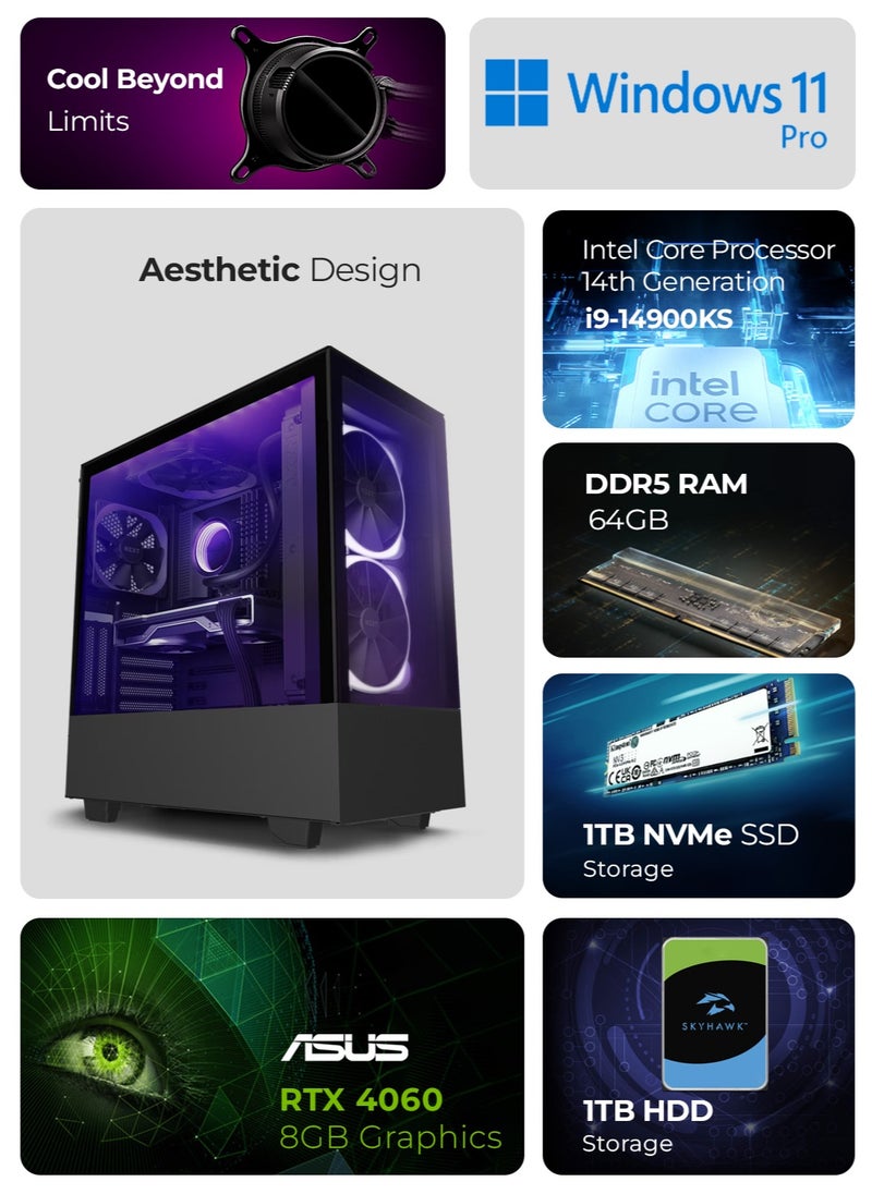 1st Wave Technology - FIRST WAVE XTREME WORKSTATION PC-Intel Core i9-14900K/64GB DDR5 RAM/1TB NVMe SSD/1TB HDD/ASUS RTX4060 8GB Graphics/Win11 Pro/1+1 Year Warranty AI and rendering+data processing&professional projects - Image 1