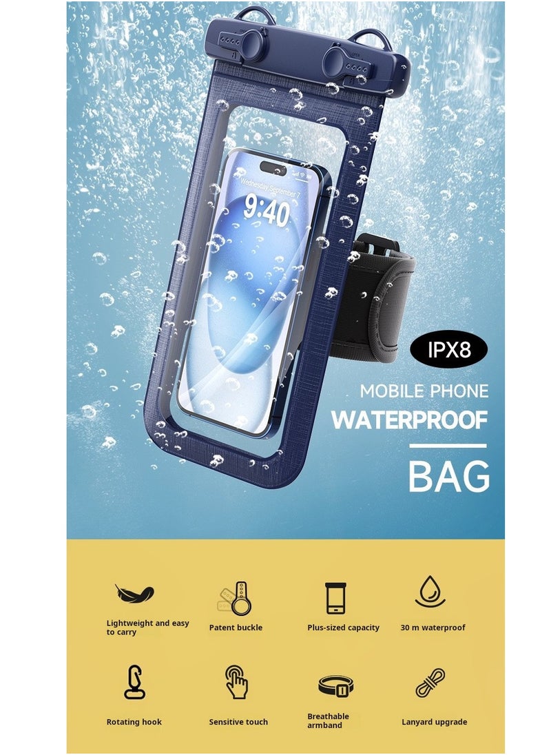 Armband Mobile Phone Waterproof Bag, Waterproof Phone Pouch, With Detachable Lanyard and Arm Strap, arm band, for most mobile Phones Waterproof Case Dry Bag for Beach, Swim, Boating, Hiking, Surfing