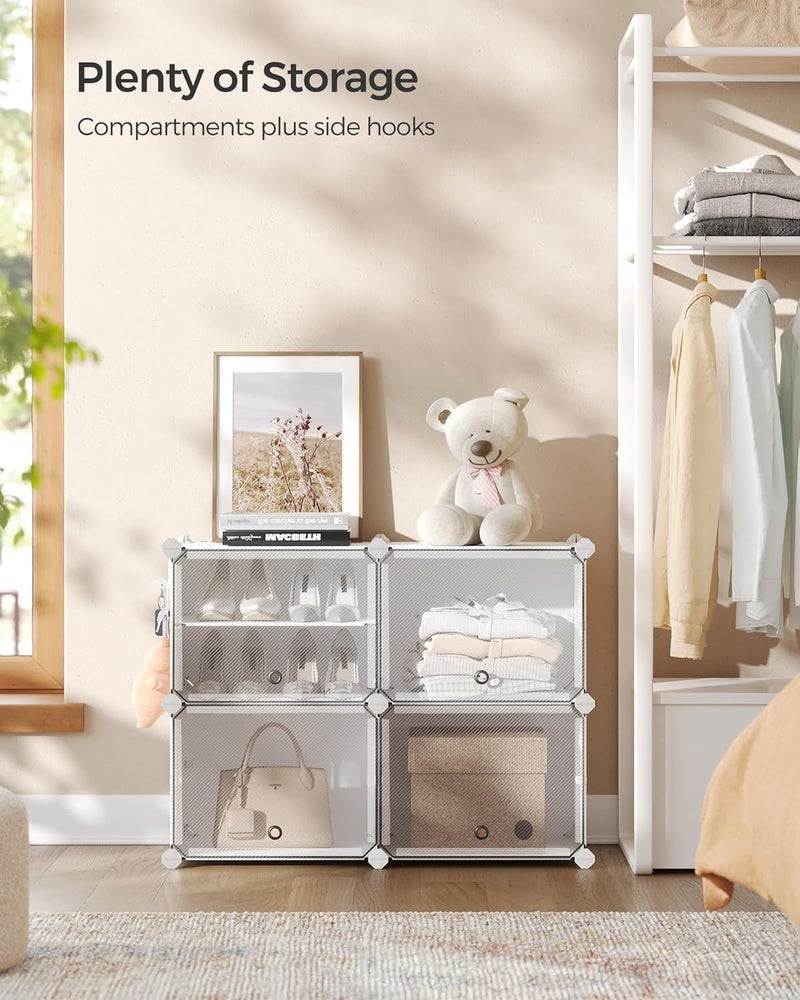LiveCool Shoe Rack Plastic, 8-Layer Shoes Rack for Home Plastic, Closed Shoe Rack with Door&Metal Hook, Soft PP Plastic Shoe Stand Organiser Sneakers/Heels/Slippers on Bedroom Entryway,White (SR-W8) - Image 3