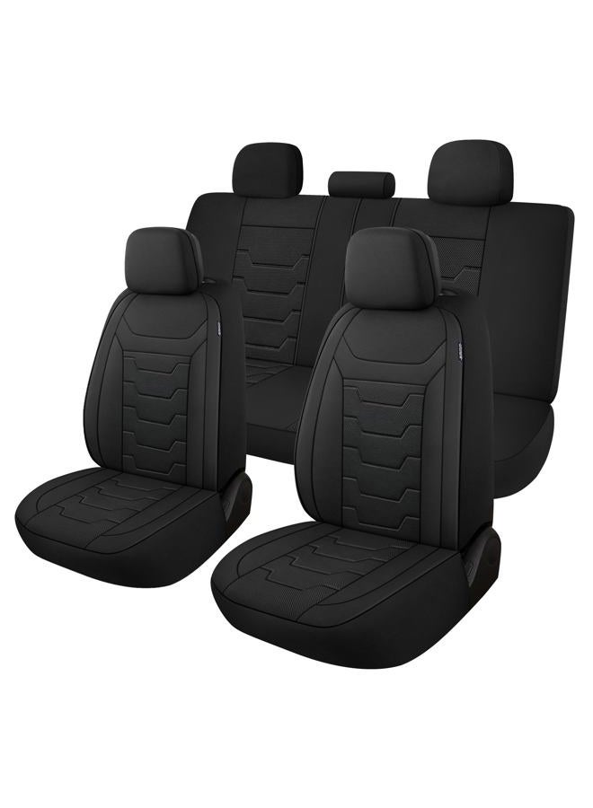 CAROMOP Breathable Car Seat Cover Full Seats,3D Air Mesh Cloth Car Seat Cover for Cars, Split Bench Seats Universal Fit for Most Car Interior Covers Sedan Truck SUV(Black) - Image 1