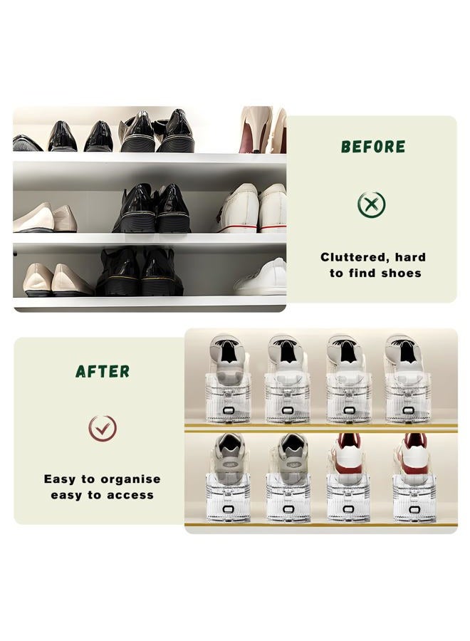 FENRUNXU Shoe Slots Organizer for Closet,36 Pack Shoe Stacker Shoes Rack Organizer for Closet Space Saver Storage Shoe Holder Organization(Transparent) - Image 3