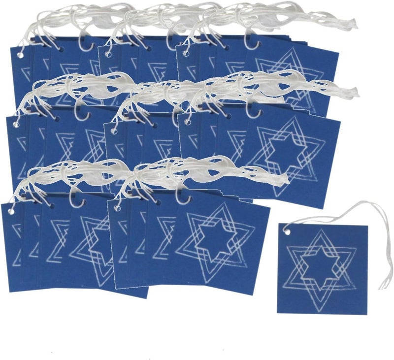 Iconikal TieOn Cardstock Hanukkah Gift Tags Star of David 60Count - Image 1