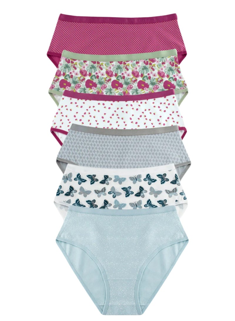 Milk Pack of 6 Printed Cotton Brief Panties Underwear for Women  - Image 1