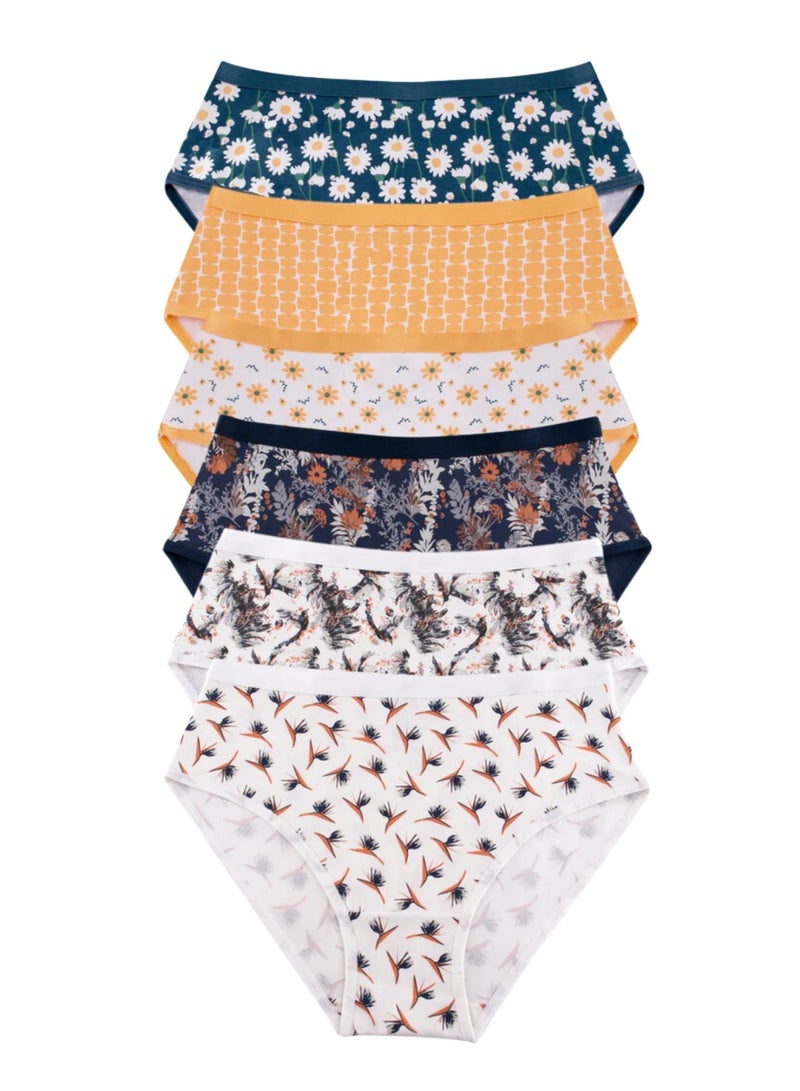 Milk Pack of 6 Printed Cotton Brief Panties Underwear for Women  - Image 2