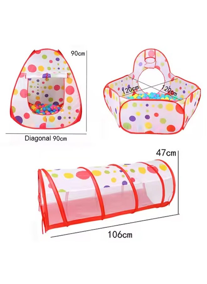 Generic - 3-In-1 Folding Tent With Tunnel Ball Pit Durable Sturdy Portable High Quality,Kids Ball Pits Tent 3in1/Set Combo Play Tent w/Play Tunnel Kids Toy Tents Children Folding Play House Portable Outdoor Indoor Toy Tent Princess Prince Castle Gifts Children Toys - Image 1