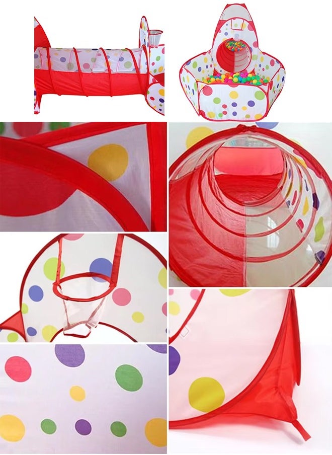 Generic - 3-In-1 Folding Tent With Tunnel Ball Pit Durable Sturdy Portable High Quality,Kids Ball Pits Tent 3in1/Set Combo Play Tent w/Play Tunnel Kids Toy Tents Children Folding Play House Portable Outdoor Indoor Toy Tent Princess Prince Castle Gifts Children Toys - Image 1