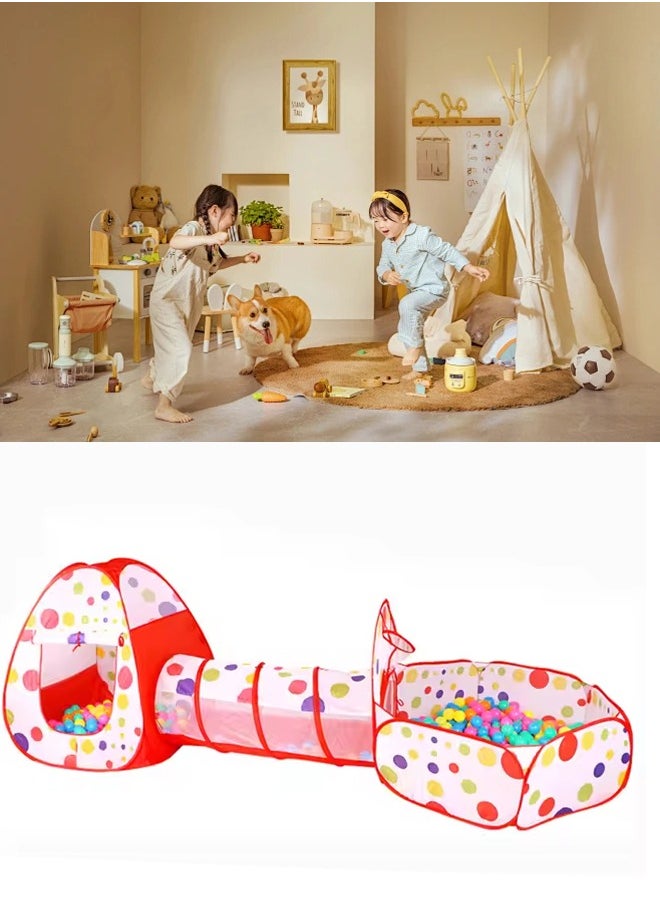 Generic - 3-In-1 Folding Tent With Tunnel Ball Pit Durable Sturdy Portable High Quality,Kids Ball Pits Tent 3in1/Set Combo Play Tent w/Play Tunnel Kids Toy Tents Children Folding Play House Portable Outdoor Indoor Toy Tent Princess Prince Castle Gifts Children Toys - Image 1