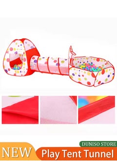 3-In-1 Folding Tent With Tunnel Ball Pit Durable Sturdy Portable High Quality,Kids Ball Pits Tent 3in1/Set Combo Play Tent w/Play Tunnel Kids Toy Tents Children Folding Play House Portable Outdoor Indoor Toy Tent Princess Prince Castle Gifts Children Toys