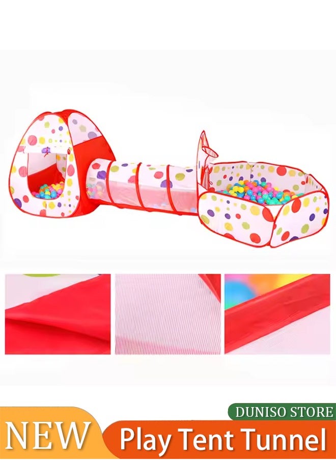 Generic - 3-In-1 Folding Tent With Tunnel Ball Pit Durable Sturdy Portable High Quality,Kids Ball Pits Tent 3in1/Set Combo Play Tent w/Play Tunnel Kids Toy Tents Children Folding Play House Portable Outdoor Indoor Toy Tent Princess Prince Castle Gifts Children Toys - Image 1