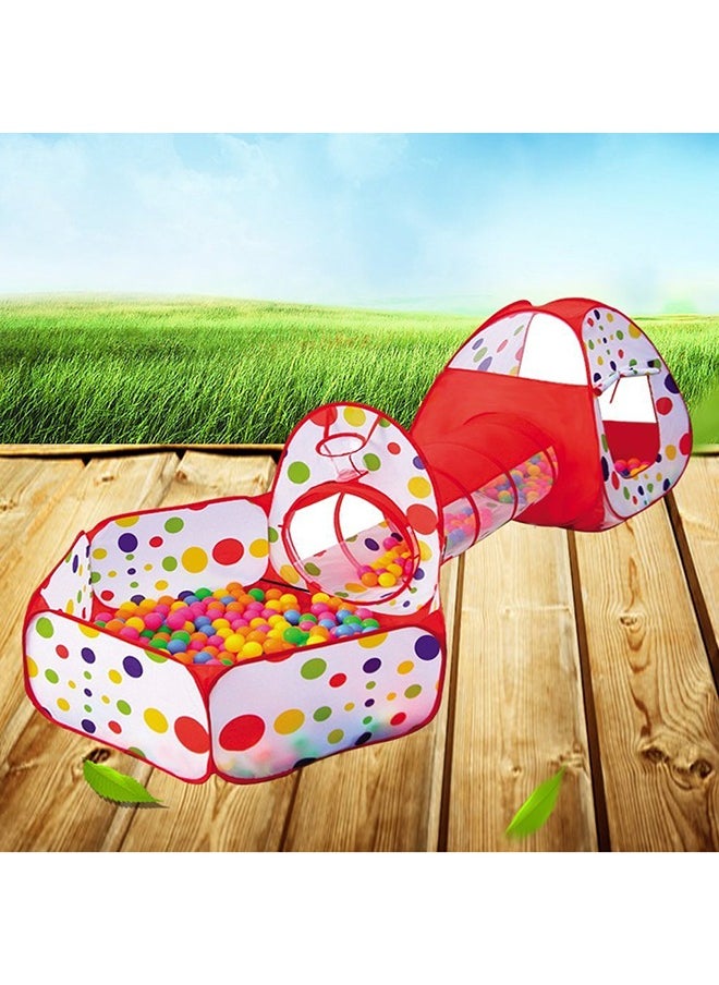 Generic - 3-In-1 Folding Tent With Tunnel Ball Pit Durable Sturdy Portable High Quality,Kids Ball Pits Tent 3in1/Set Combo Play Tent w/Play Tunnel Kids Toy Tents Children Folding Play House Portable Outdoor Indoor Toy Tent Princess Prince Castle Gifts Children Toys - Image 1